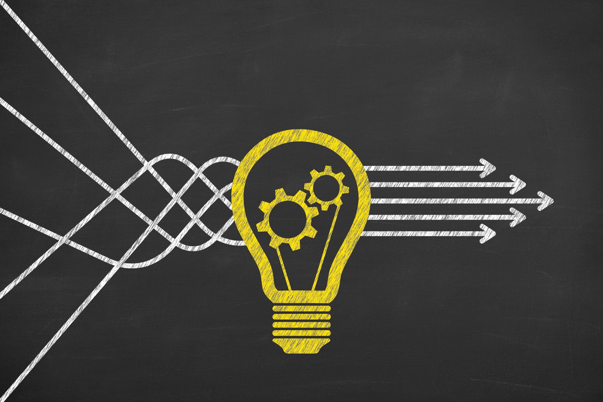 Innovative idea solution concepts on blackboard
